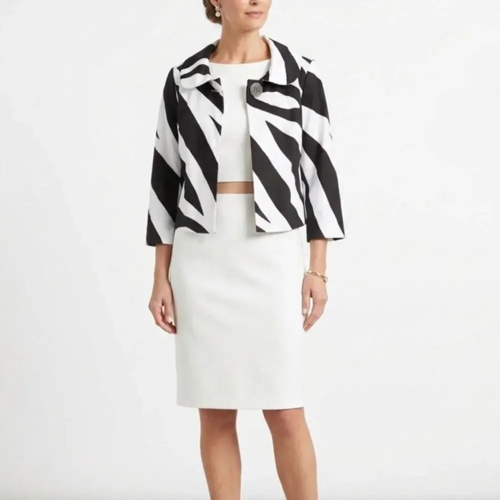 Sandro SportwearZebra Print Jacket Black White Cropped Button Front Women M
